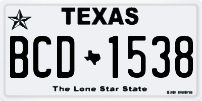 TX license plate BCD1538