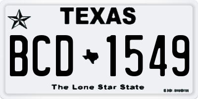 TX license plate BCD1549