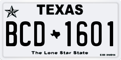 TX license plate BCD1601