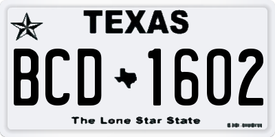 TX license plate BCD1602