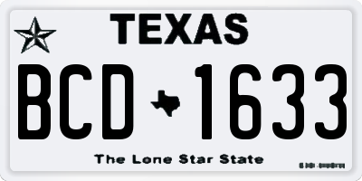 TX license plate BCD1633