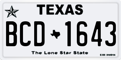 TX license plate BCD1643