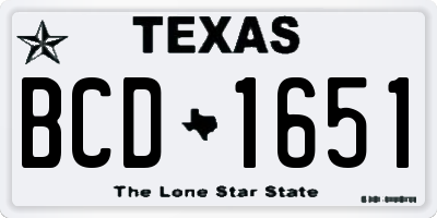 TX license plate BCD1651