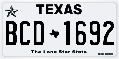 TX license plate BCD1692