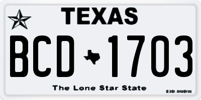 TX license plate BCD1703