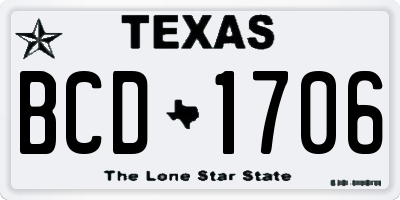 TX license plate BCD1706