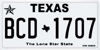 TX license plate BCD1707