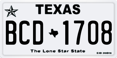 TX license plate BCD1708