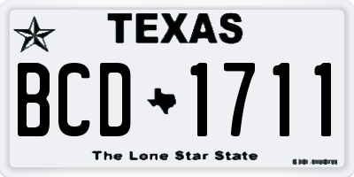 TX license plate BCD1711