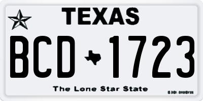 TX license plate BCD1723