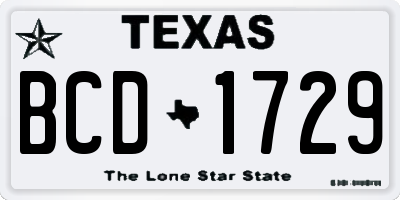 TX license plate BCD1729