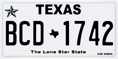 TX license plate BCD1742