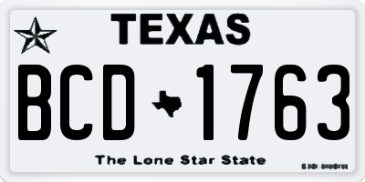 TX license plate BCD1763
