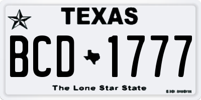 TX license plate BCD1777
