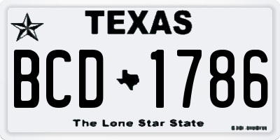 TX license plate BCD1786
