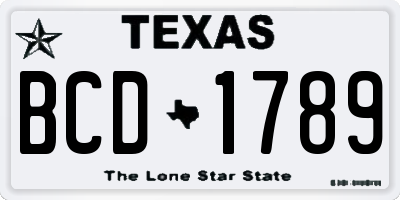 TX license plate BCD1789