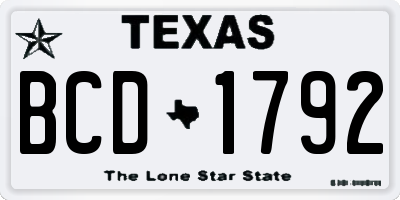 TX license plate BCD1792