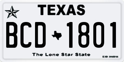 TX license plate BCD1801