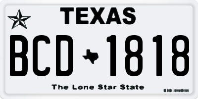 TX license plate BCD1818