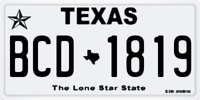 TX license plate BCD1819