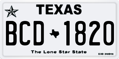 TX license plate BCD1820