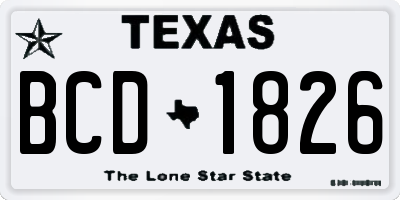 TX license plate BCD1826