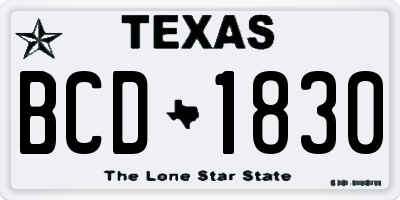 TX license plate BCD1830