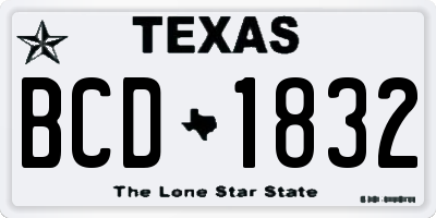 TX license plate BCD1832