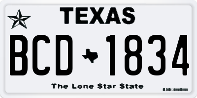 TX license plate BCD1834