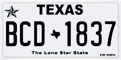 TX license plate BCD1837