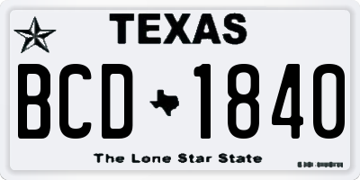 TX license plate BCD1840