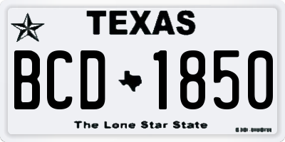 TX license plate BCD1850