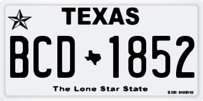 TX license plate BCD1852
