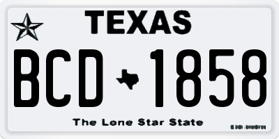 TX license plate BCD1858
