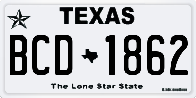 TX license plate BCD1862