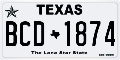 TX license plate BCD1874