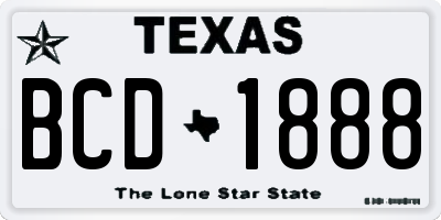 TX license plate BCD1888