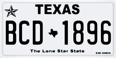 TX license plate BCD1896