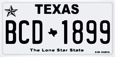TX license plate BCD1899