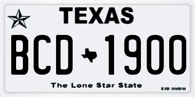 TX license plate BCD1900