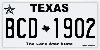 TX license plate BCD1902