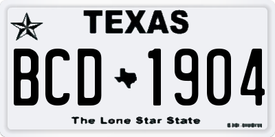 TX license plate BCD1904