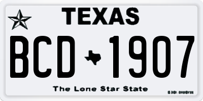 TX license plate BCD1907