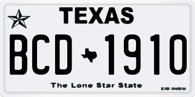 TX license plate BCD1910