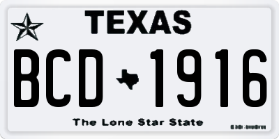 TX license plate BCD1916