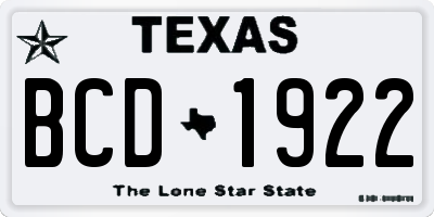 TX license plate BCD1922