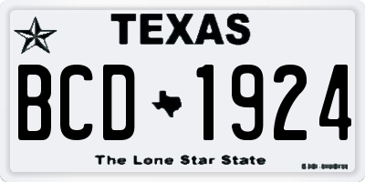 TX license plate BCD1924