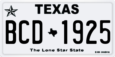 TX license plate BCD1925