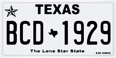 TX license plate BCD1929