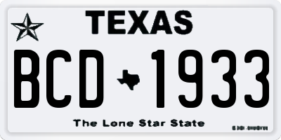 TX license plate BCD1933